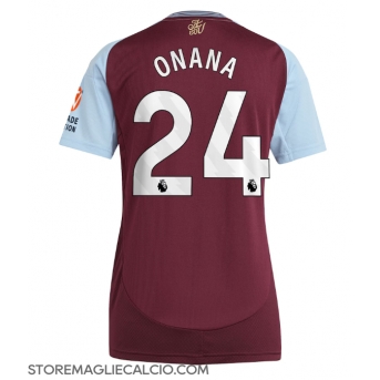 Aston Villa Amadou Onana #24 Maglia Gara Casa Repliche 2024-25 Donna